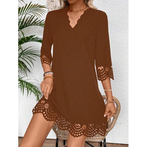 Women s Fashionable Elegant Hollow Out Casual Daily Wear Dress