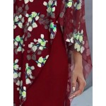 Women s Holiday Chiffon Floral Print 2 In 1 Elegant Dress