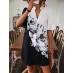 Floral Print Flounce Sleeve Dress