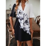 Floral Print Flounce Sleeve Dress